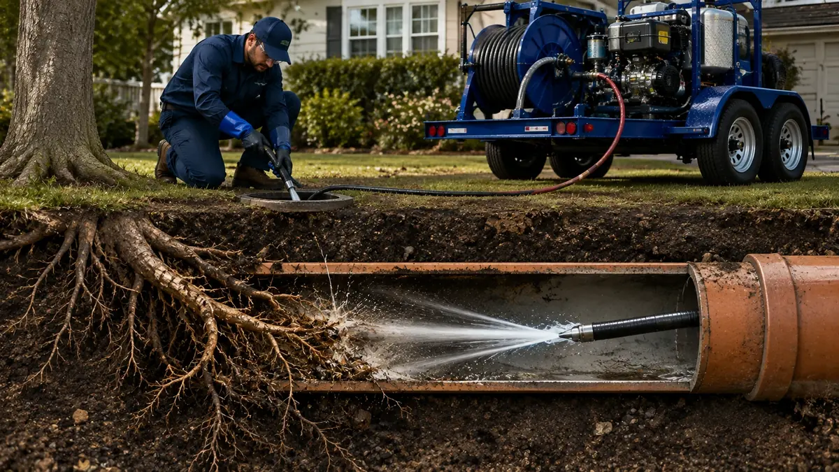 Tree Root Removal with Hydro Jetting in Birds Landing